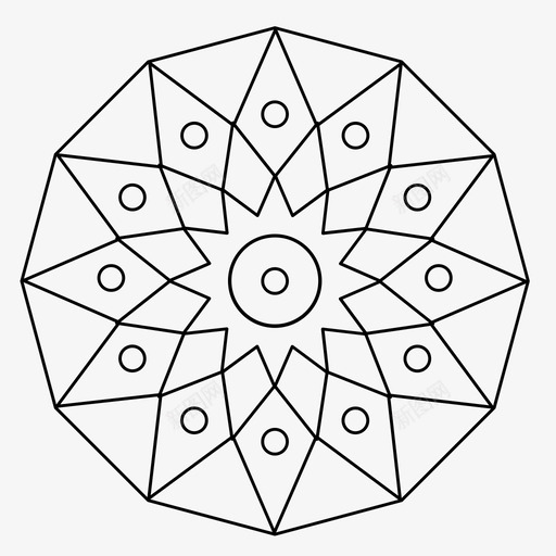 几何花曼陀罗图标svg_新图网 https://ixintu.com 几何设计 对称 数学 曼陀罗 科学 花