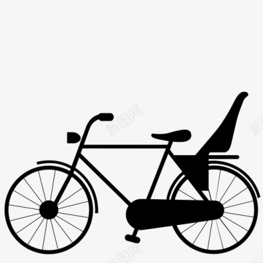 带儿童座椅的自行车自行车交通工具图标图标