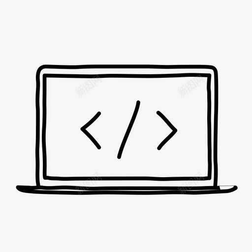 笔记本电脑编码设备手绘图标svg_新图网 https://ixintu.com 屏幕 手绘 笔记本电脑编码 设备