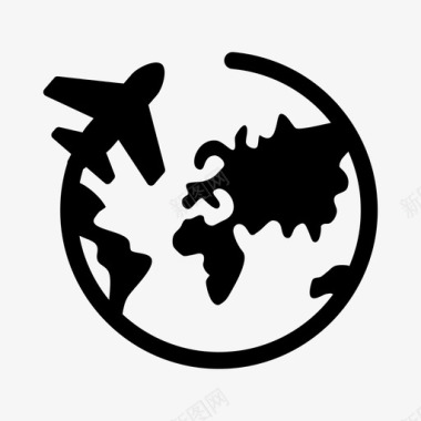 环游世界飞机地球图标图标