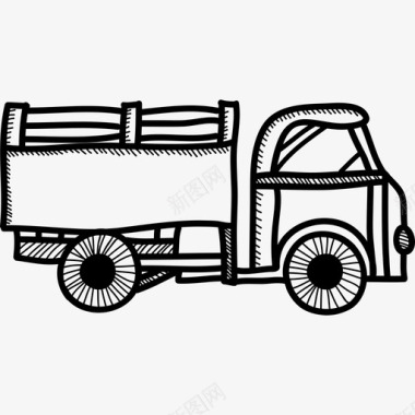 手绘详细运输工具卡车图标图标