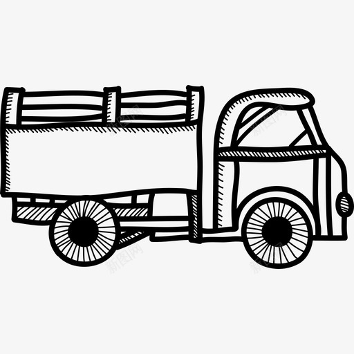 手绘详细运输工具卡车图标svg_新图网 https://ixintu.com 手绘详细运输工具卡车