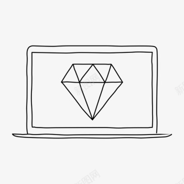 笔记本电脑钻石设备珠宝图标图标