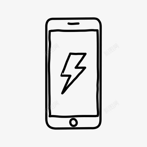 iphone闪电设备手绘图标svg_新图网 https://ixintu.com iphone闪电 屏幕 手绘 设备 闪电