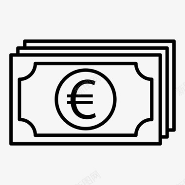 欧元堆栈现金货币堆栈图标图标