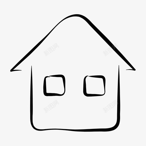 房屋建筑手绘图标svg_新图网 https://ixintu.com ecomerce手绘 家居 建筑 房屋 手绘