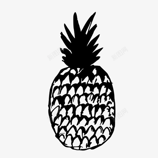 菠萝水果手绘图标svg_新图网 https://ixintu.com 夏季 手绘 水果 父母收藏 菠萝