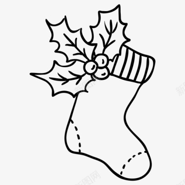 圣诞袜冬青袜子图标图标