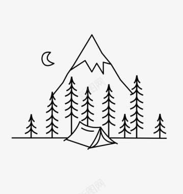 露营帐篷月亮图标图标