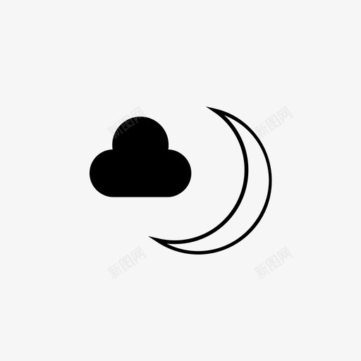 夜晚气候云图标svg_新图网 https://ixintu.com 云 夜晚 天气 天气2 月亮 气候 雨