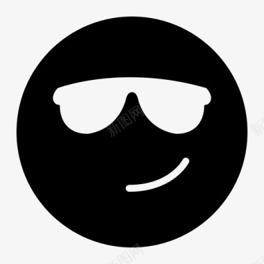 酷太阳镜聪明的笑脸图标图标