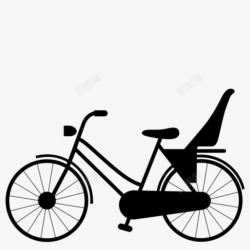 儿童座椅自行车自行车交通工具图标svg_新图网 https://ixintu.com 交通工具 儿童座椅 儿童座椅自行车 自行车 荷兰自行车