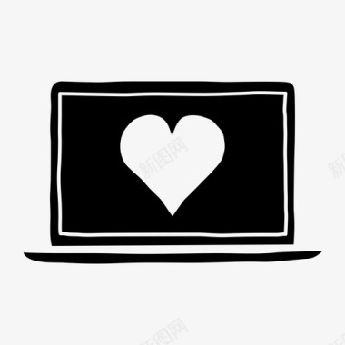 笔记本电脑心脏设备收藏夹图标图标