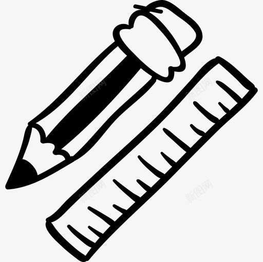 铅笔和尺子手绘教育工具手绘教育图标svg_新图网 https://ixintu.com 手绘教育 铅笔和尺子手绘教育工具