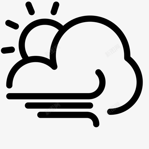 刮风天气天气预报图标svg_新图网 https://ixintu.com 刮风 天气 天气预报