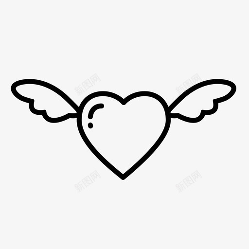 飞翔的心爱纹身图标svg_新图网 https://ixintu.com 情人节 爱 纹身 翅膀 飞翔的心