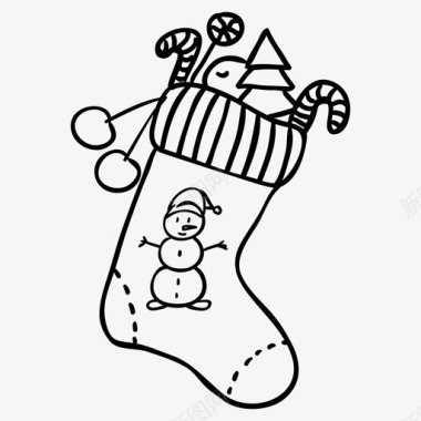 圣诞袜绒球袜子图标图标