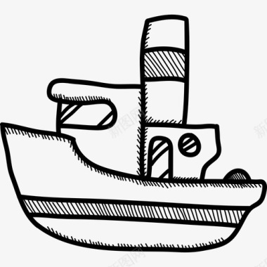 帆船运输工具手绘详图图标图标
