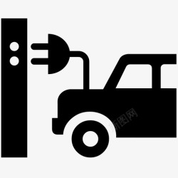 插电式混动汽车电动汽车充电电力能源图标高清图片