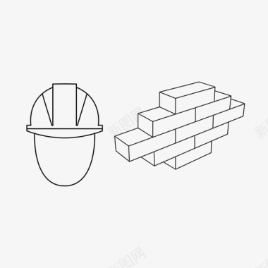 建筑工人砖块建筑图标图标
