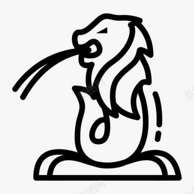 鱼尾狮喷泉纪念碑图标图标