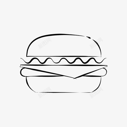 汉堡芝士堡快餐图标svg_新图网 https://ixintu.com 城市手绘 快餐 手绘 汉堡 芝士堡
