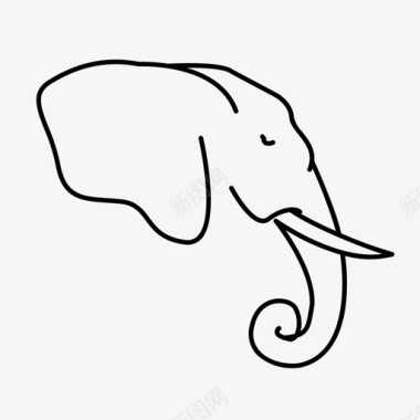 大象非洲头图标图标