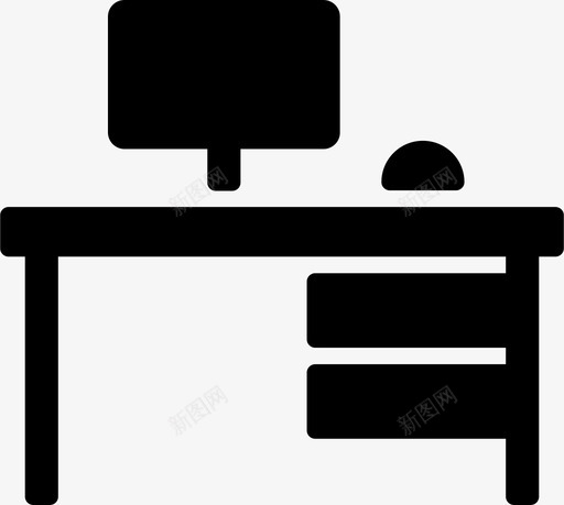工作台电脑书桌图标svg_新图网 https://ixintu.com 书房 书桌 家具摆满 屏幕 工作台 电脑 鼠标