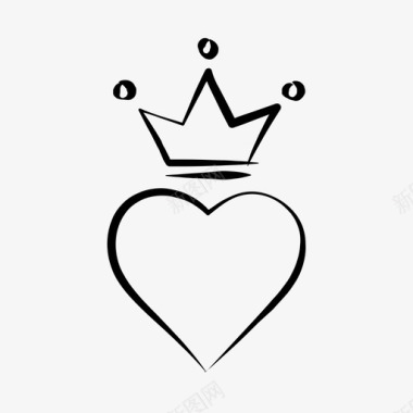 皇冠心手绘爱情图标图标