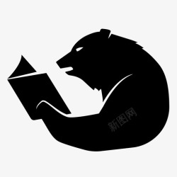 读书的熊熊动物书图标高清图片