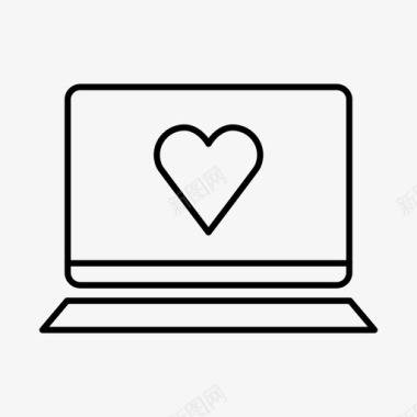 笔记本电脑心脏设备在线约会图标图标