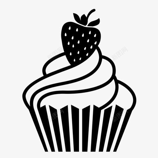 纸杯蛋糕庆祝草莓图标svg_新图网 https://ixintu.com 庆祝 情人节 爱情 纸杯蛋糕 草莓 草莓蛋糕
