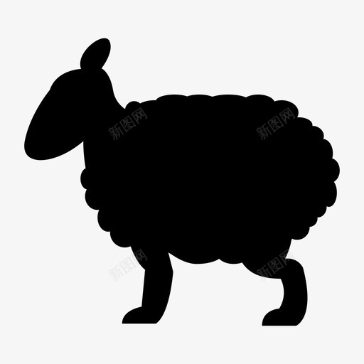 绵羊动物黑色图标svg_新图网 https://ixintu.com 农场 动物 毛皮 绵羊 黑色