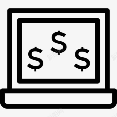 笔记本电脑现金电子商务在线商务图标图标