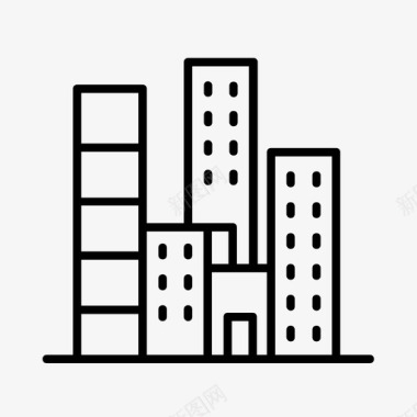 建筑城市底特律图标图标