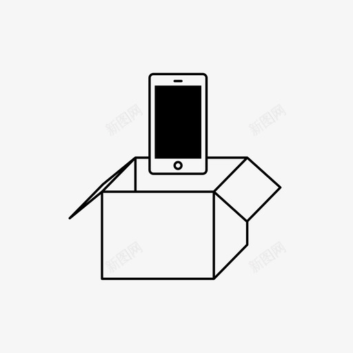 包装盒子手机图标svg_新图网 https://ixintu.com 包装 手机 拆箱 智能手机 盒子 送货