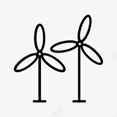 风力涡轮机绿色能源可再生能源图标图标