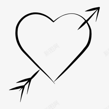 心和箭手绘爱情图标图标
