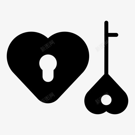 心形钥匙锁爱情图标svg_新图网 https://ixintu.com 心形钥匙 情人节 情人节简单填充 爱情 锁