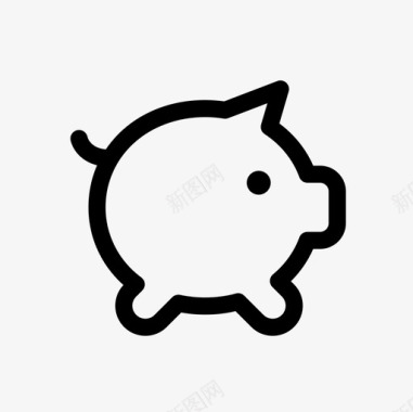 小猪银行袋子硬币图标图标
