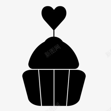 纸杯蛋糕爱情情人节图标图标