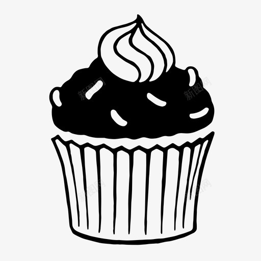 纸杯蛋糕巧克力甜点图标svg_新图网 https://ixintu.com 巧克力 甜点 糖霜 纸杯蛋糕