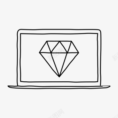 笔记本电脑钻石设备珠宝图标图标