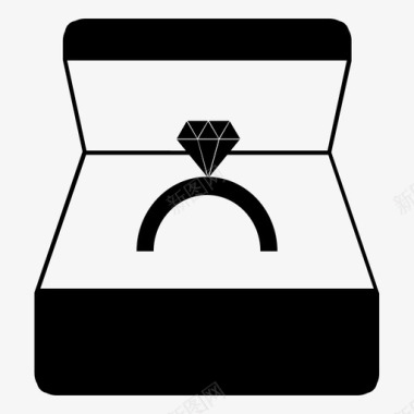 戒指盒钻石爱情图标图标
