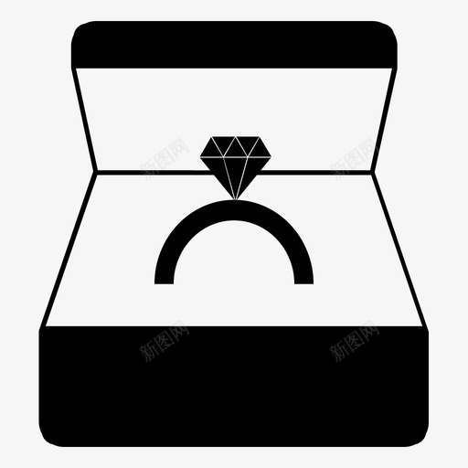 戒指盒钻石爱情图标svg_新图网 https://ixintu.com 婚姻 婚礼 戒指盒 爱情 钻石