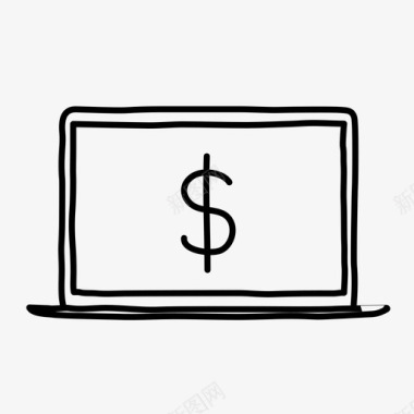 笔记本电脑钱设备手绘图标图标