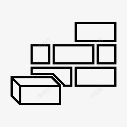 砖墙砌块建筑图标svg_新图网 https://ixintu.com 工业 建筑 砌块 砖墙