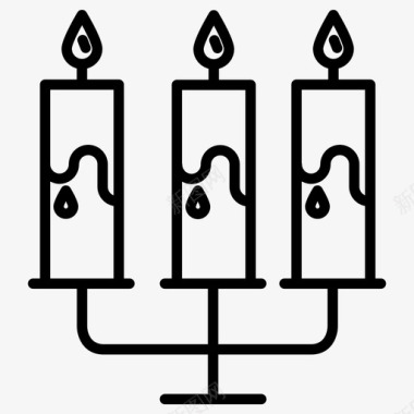 三支蜡烛火焰融化图标图标