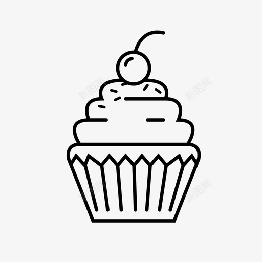 纸杯蛋糕烘焙樱桃图标svg_新图网 https://ixintu.com 奶油 樱桃 烘焙 甜点 纸杯蛋糕 食物