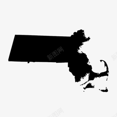 马萨诸塞州美国地图图标图标